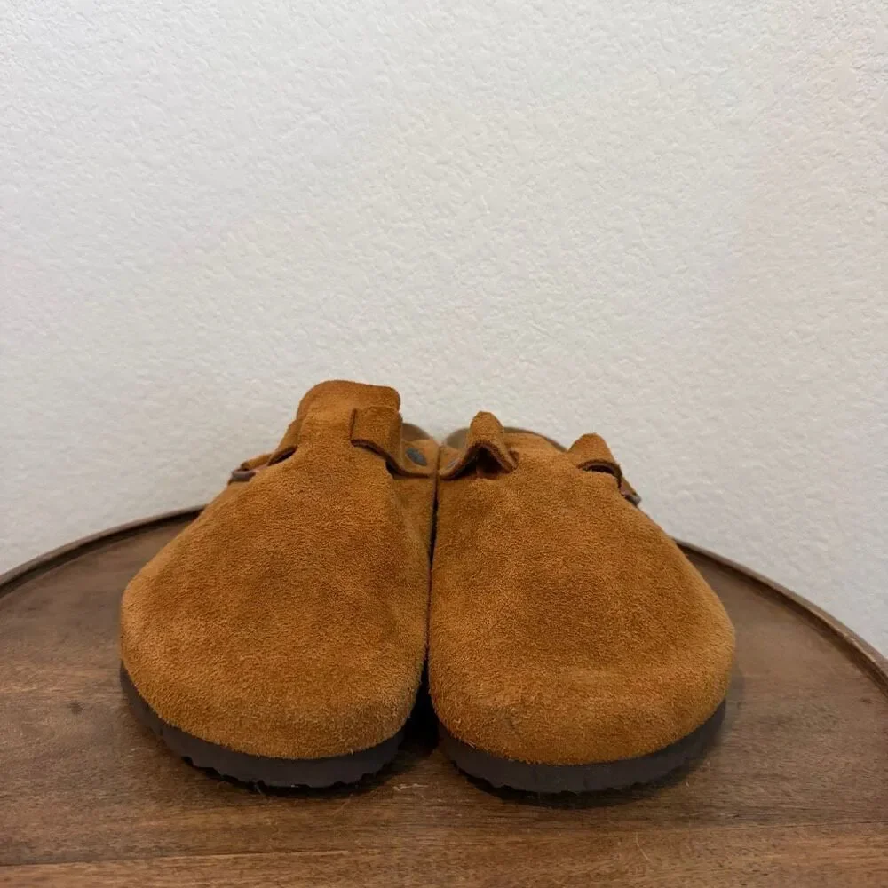 Birkenstock Mink Brown Leather Suede Boston Soft Footbed Clogs Men's Size 12